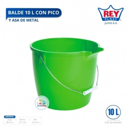 BALDE 10LT REY C/PICO Y ASA PLASTICO